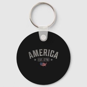 Est 1776 Patriotic Us American Flag 4th Of July Am Key Ring