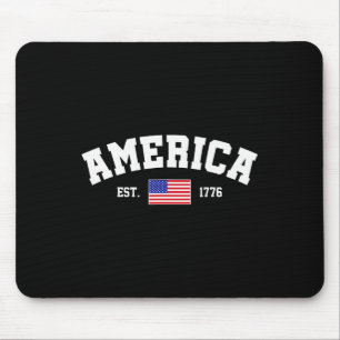 Est 1776 Patriotic Us American Flag 4th Of July Am Mouse Pad
