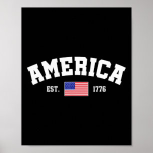 Est 1776 Patriotic Us American Flag 4th Of July Am Poster