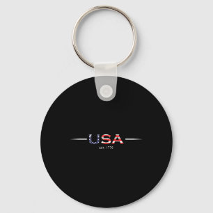 Est 1776 Patriotic Usa Flag 4th Of July America Fu Key Ring