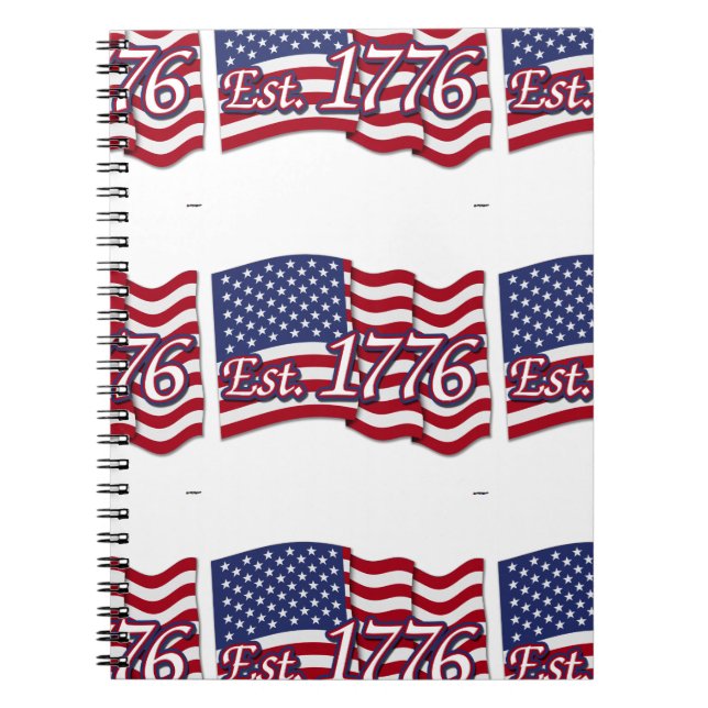 Est. 1776 USA Flag Spiral Notebook (Front)
