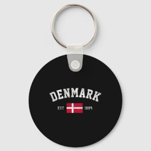Est. 1889 Danish Flag Independence Day Key Ring