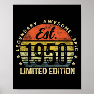 Est 1950 Limited Edition 75th Birthday Vintage 75 Poster