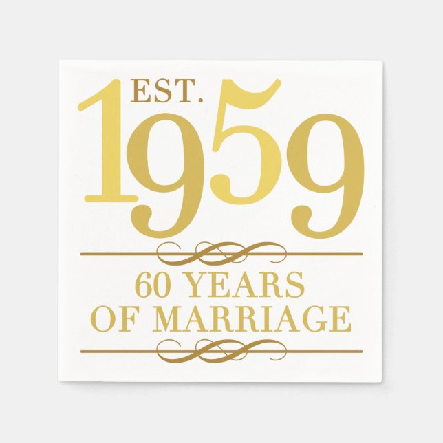 Est. 1959 60th Wedding Anniversary Napkin (Front)