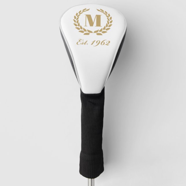 Est. 1962 birthday Monogram Gold Golf Head Cover (Front)
