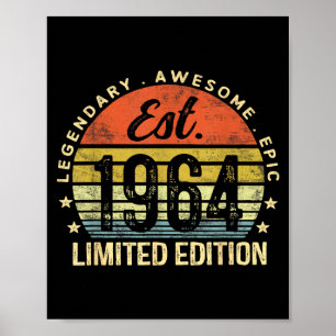 Est 1964 Limited Edition 61st Birthday Vintage 61 Poster