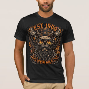 Est 1969 Bearded Skull Biker T-Shirt