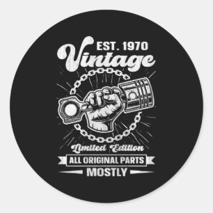 Est 1970 All Original P Car 53Th Classic Round Sticker