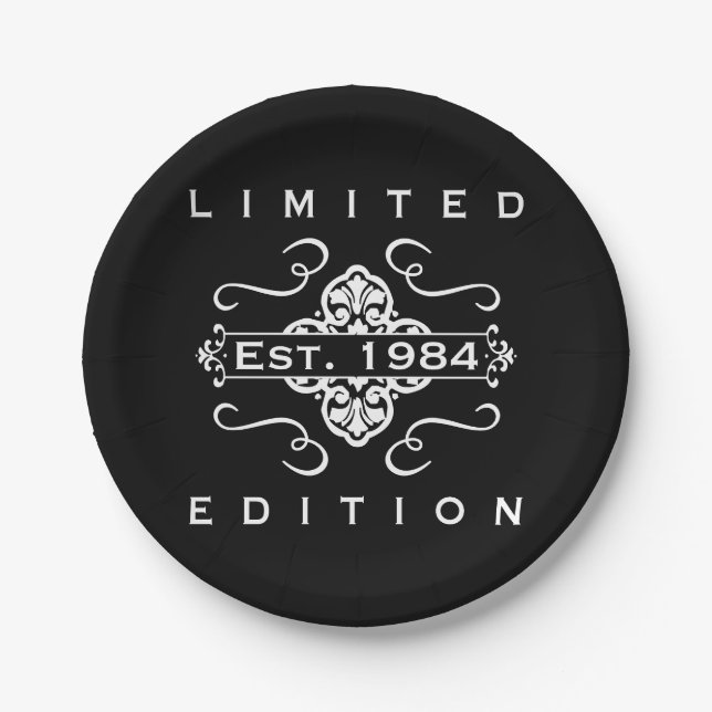 Est. 1984 40th Birthday Paper Plate (Front)