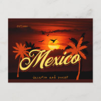EST 1990 Mexico Vacation and sunset Vintage travel