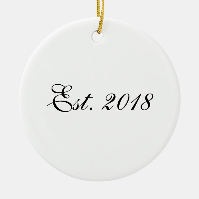 Est. Year Personalised Couple Design Ceramic Tree Decoration (Front)