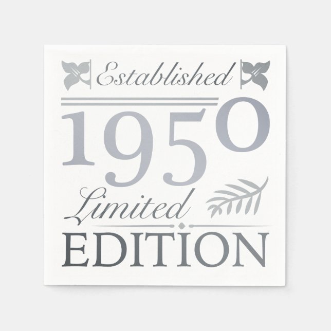 Established 1950 70th Birthday Napkin (Front)