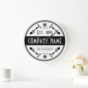 Established Business Name, Decorative  Large Clock