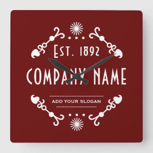 Established Business Name, Decorative Square Wall Clock
