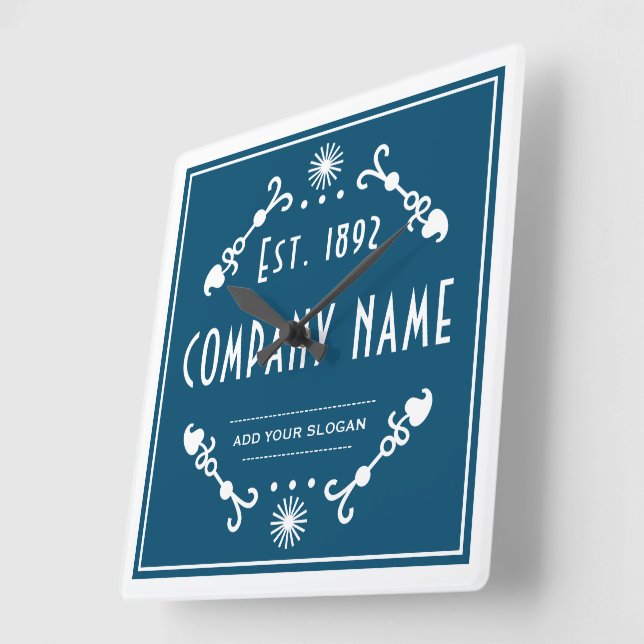 Established Business Name, Decorative Square Wall Clock (Angle)
