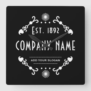 Established Business Name, Decorative Square Wall Clock