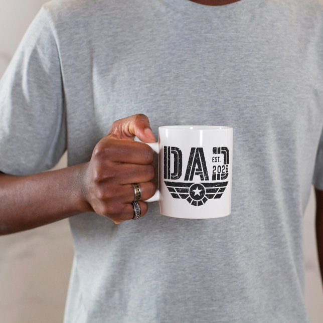 Established Dad New Father Est Year Aviation Mug (dad established fathers day coffee mugs modern black and white typography simple year date pilot )