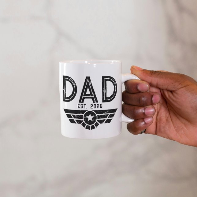 Established Dad New Father Est Year Aviation Mug (dad established fathers day coffee mugs modern black and white typography simple year )
