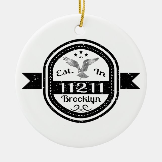 Established In 11211 Brooklyn Ceramic Tree Decoration (Front)