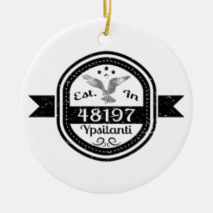 Established In 48197 Ypsilanti Ceramic Tree Decoration