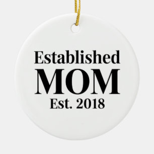 Established Mum Est. 2018 Minimalist Gift Design Ceramic Tree Decoration