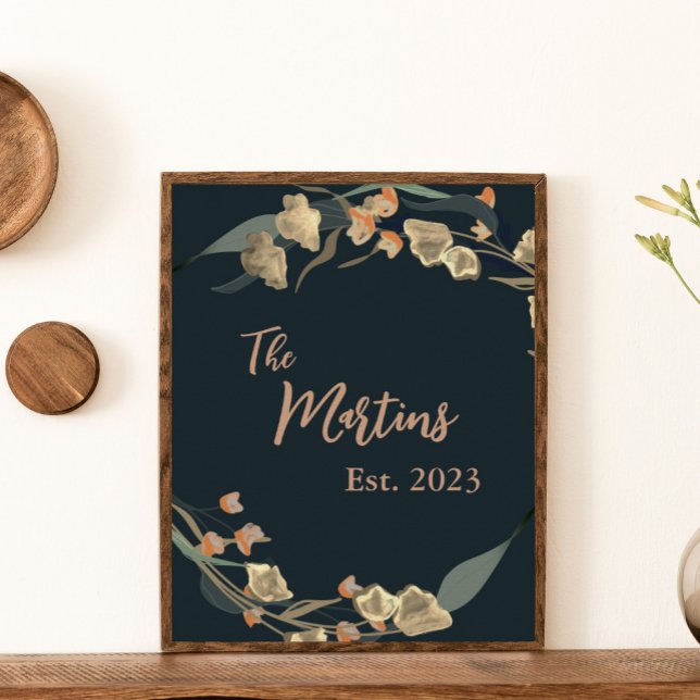 Established Navy Beige Botanical Family  Poster (Creator Uploaded)