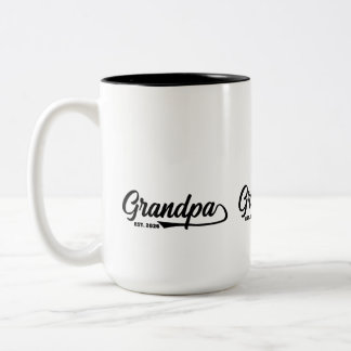 Established New Grandpa Est Year Typography Two-Tone Coffee Mug