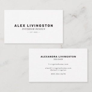 Established Year Modern White Interior Designer Business Card