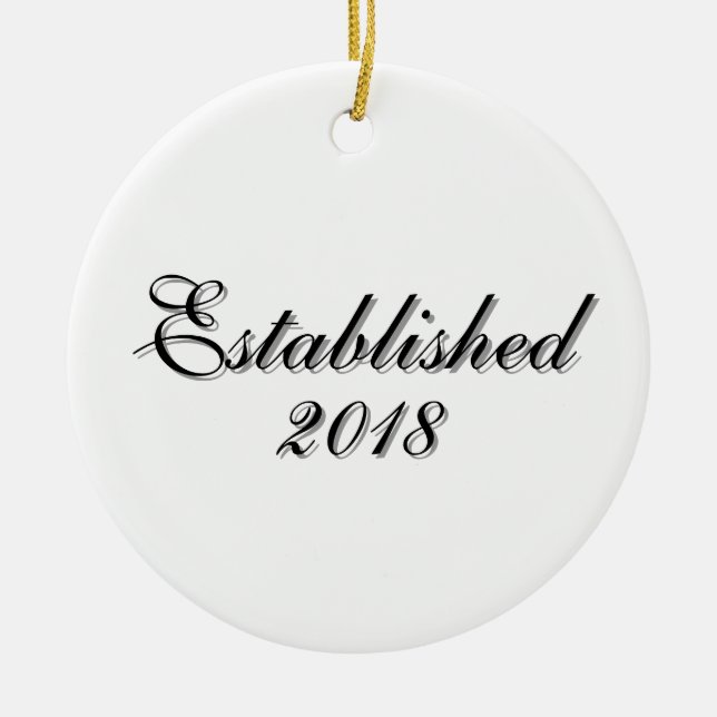 Established Year Personalised Couple Design Ceramic Tree Decoration (Front)