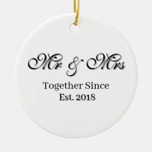 Established Year Personalised Couple Design Ceramic Tree Decoration