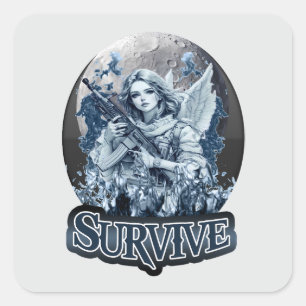 Estampa Anjo – Cyberpunk Guardian Angel - Adesivo Square Sticker