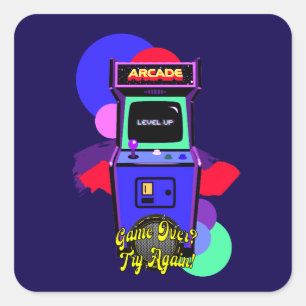 Estampa Game - Retro Arcade Game - Adesivo Square Sticker