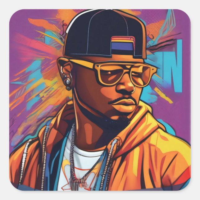 Estampa Hip Hop - Street graffiti art - Adesivo Square Sticker (Front)