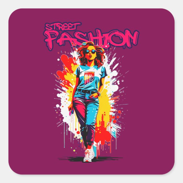 Estampa Moda - Street Fashion - Adesivo Square Sticker (Front)
