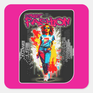 Estampa Moda - Street Fashion - Adesivo Square Sticker