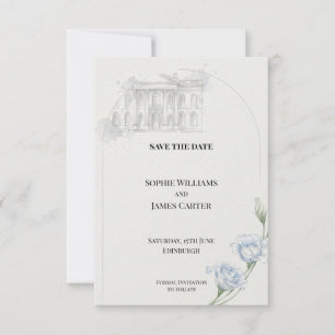 Estate Elegance Powder Blue Architectural Venue Save The Date