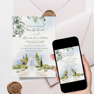 Estate Garden Pavilion Outdoor Ceremony Wedding Invitation