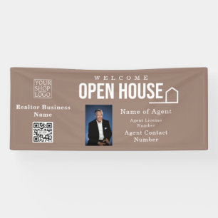 Estate Open House Logo Photo Light Brown Banner