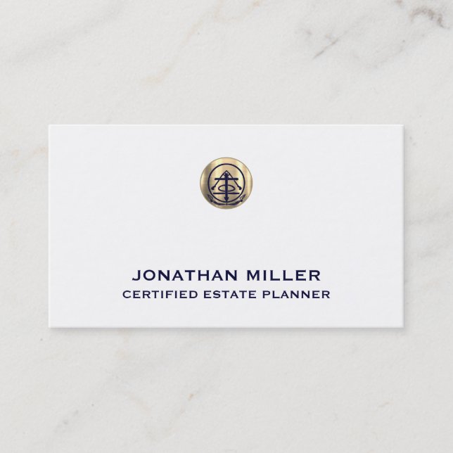 Estate Planner Business Card | White and Gold (Front)