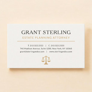 Estate Planning Attorney Neutral Beige Gold Business Card