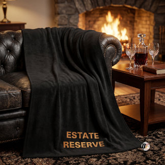 Estate Reserve Premium Typography Black Sherpa Blanket