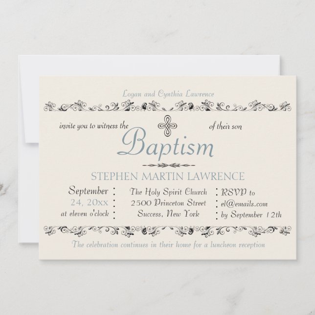 Esteemed Sacrament Religious Invitation (Blue) (Front)