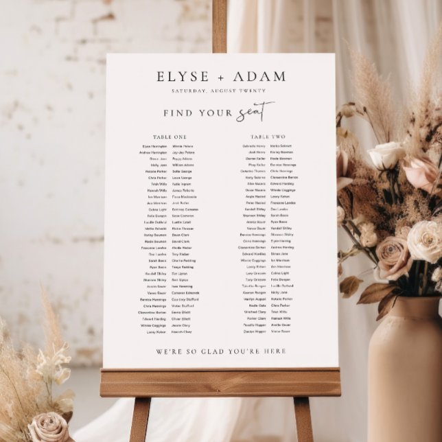 Estelle Minimal 2 Banquet Table Seating Poster (Two Table Seating Chart)