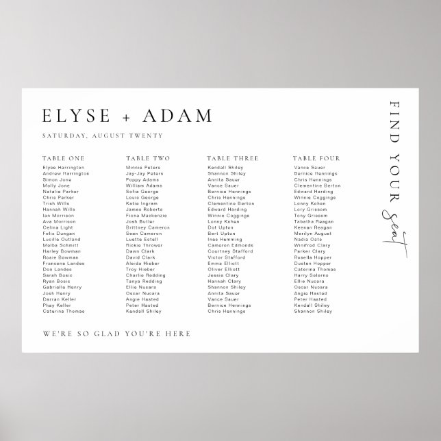 Estelle Minimal 4 Banquet Table Seating Poster (Front)