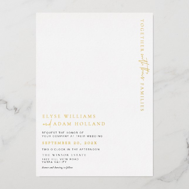 Estelle Minimalist Gold Foil Wedding Invitation (Front)