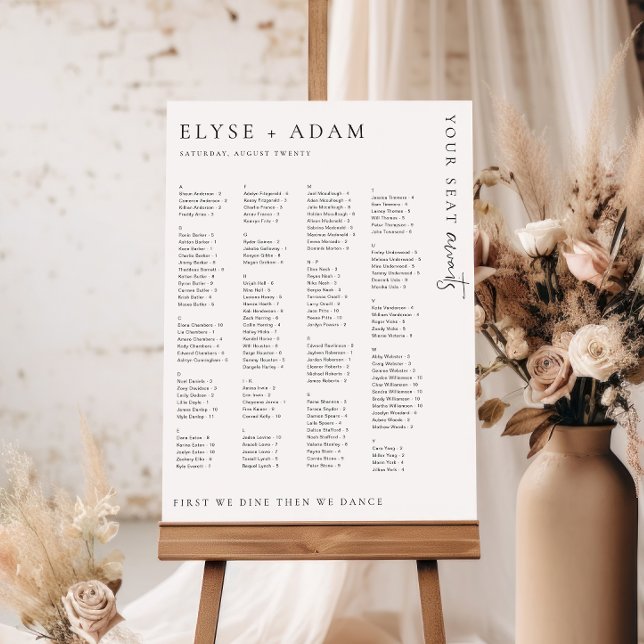 Estelle Modern Minimal Alphabetical Seating Poster (Creator Uploaded)