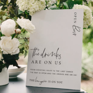 Estelle Modern Minimal Open Bar Menu Sign