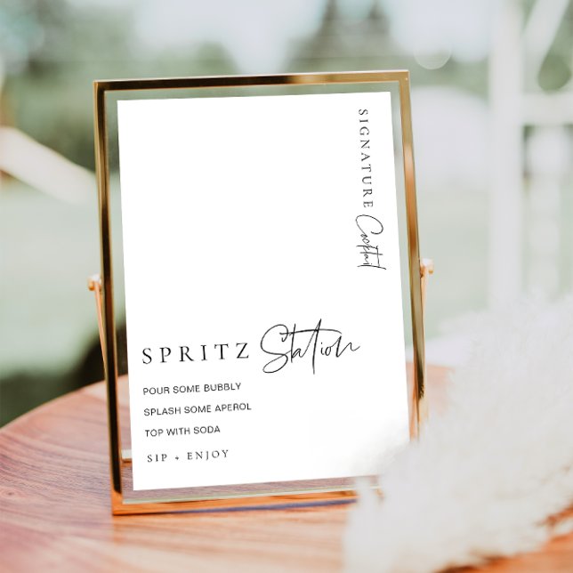 Estelle Modern Minimal Spritz Station Poster (Spritz Station Drinks Menu Sign)