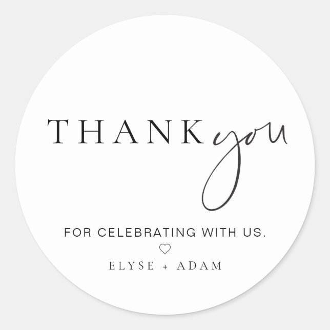 Estelle Modern Minimalist Thank You Favour Sticker (Front)