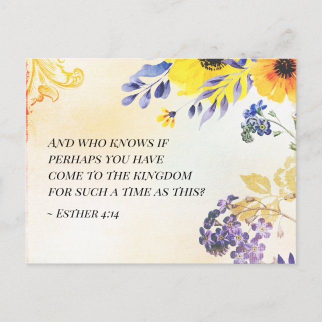 Ester 4:14 Come to the Kingdom for such a Time Postcard (Front)